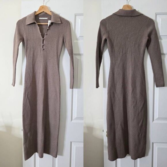 Abercrombie & Fitch Collared Sweater dress, Brown Small P NWT - Picture 3 of 12
